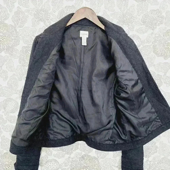 Chico's Wool Blend Mock neck Women's Blazer 1/8 Black/ Gray 3487C - Picture 3 of 8